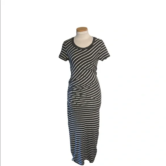 james perse tee shirt dress James Perse Maxi Dress Womens 0 Tan Cotton T-Shirt Scoop Neck Minimalist  Basic